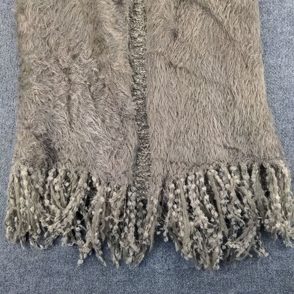 Alberto Makali Womens Shawl Wrap Poncho Gray Medium Faux Fur Fringed Nylon - Picture 4 of 12